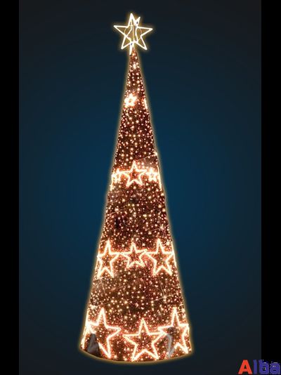 Каркасная елка-конус со звездами, 8 м
