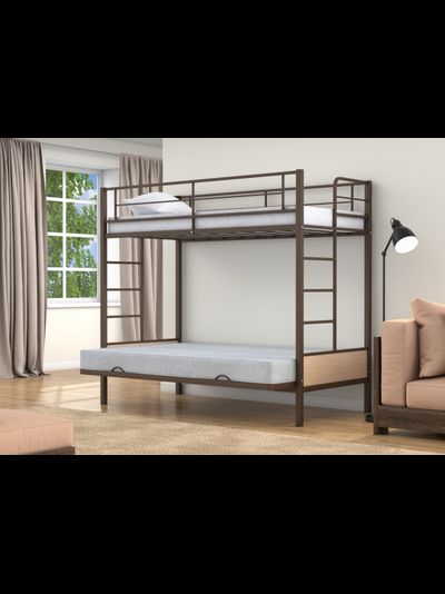 Двухъярусная кровать-диван Дакар 1 Коричневый (вставки Дуб молочный)