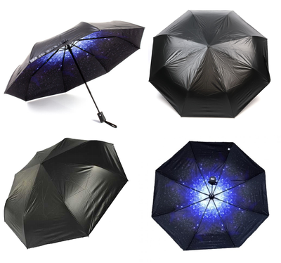 Зонт автоматический с двусторонним куполом Pasio (Принт: небо с облаками, звездное небо, галактика, сакура)