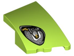 Wedge 3 x 2 Right No Studs with Aston Martin Car Headlight, Silver Checkered and Casing, Gold Bulb Pattern, Lime (80178pb002 / 6376906)