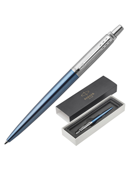 Ручка подарочная шариковая PARKER "Jotter Core Waterloo Blue CT", голубой корпус, хромированные детали, синяя, 1953191