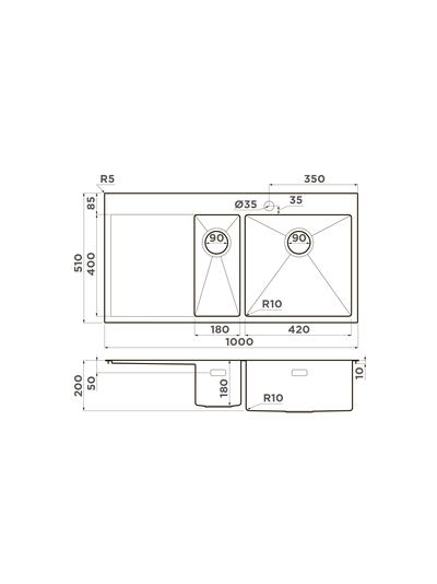 Мойка OMOIKIRI AKISAME 100-2-R