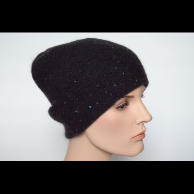 Шапка вязаная с пайетками Vizio Италия 6943 CL черная