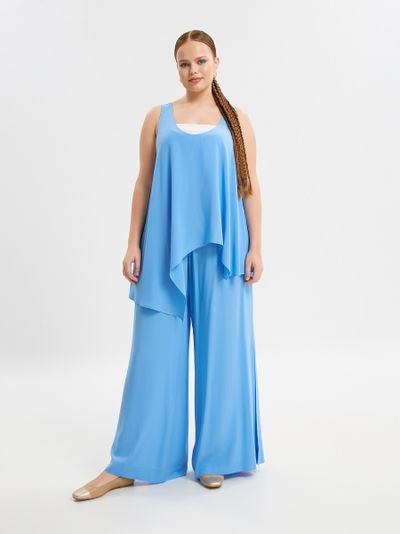 Топ-майка ассиметричный голубого цвета