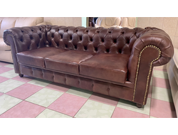 Новый!!! Кожаный диван-кровать Chesterfield. Made in Finland. Натуральная итальянская  кожа.