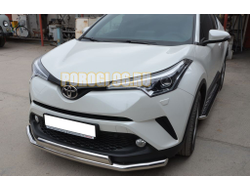 Защита переднего бампера двойная d60/75х42 овал для Toyota C-HR (2018-...)