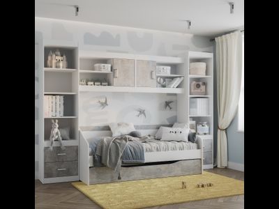 Кровать детская Паскаль белый/цемент светлый