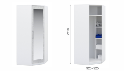 Шкаф Аврора Угловой Ателье светлый и белый