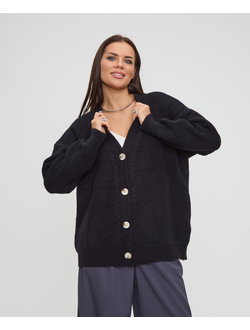 Вязаный удлиненный кардиган оверсайз на пуговицах