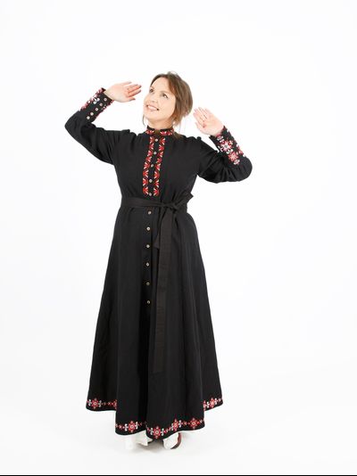 Платье-рубашка "Ма-РА" крапива 100%