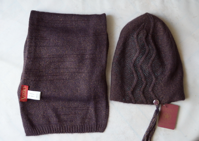 шапка и шарф Италия сливового цвета