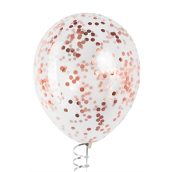 Шары с конфетти розовое золото сатин (круги)