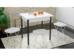 Стол Родос Тип 2 с опорой d40 Черный муар/Белый