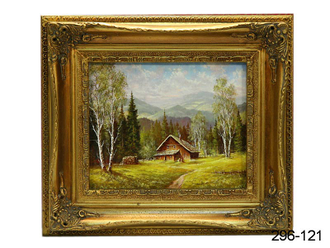 Картина "Домик в лесу" 33*38,5, Италия, багет массив, сусальное золото