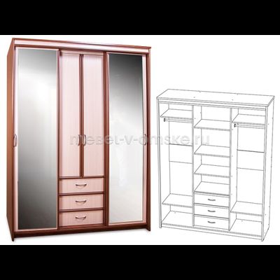 ШМ635 Шкаф-купе Карина 1,7 с 2 зеркалами. Размер : 1700х2200х540.