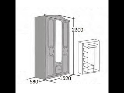 Верона спальня Шкаф 3-хдверный ш*г*в 1520 ? 580 ? 2300 мм
