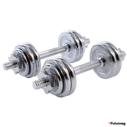 Гантели разборные DB-501, чугун/хромированная сталь, в чемодане, 2 шт, по 7,5 кг