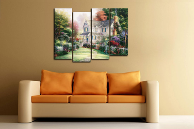 Модульная картина "Домик с чудесным садом"