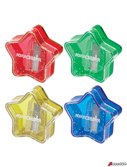 Точилка ЮНЛАНДИЯ «Звездочка», с контейнером, пластиковая, корпус ассорти . 228453