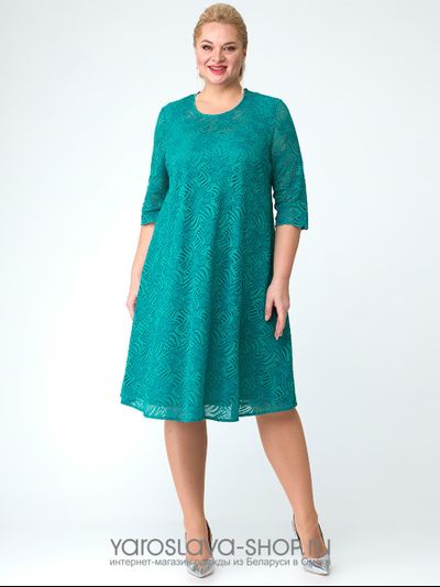 Нарядное кружевное платье бирюзового цвета