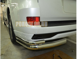 Защита заднего бампера угловая двойная d76/42 для Toyota Land Cruiser 200 Executive Lounge (2020-...) обновленный