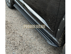 Пороги алюминиевые "Slim Line Black" 1820 мм ТСС для Haval H7 2024-