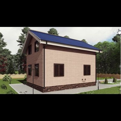 Двухэтажный каркасный дом с тремя спальнями 93м² (SK35)