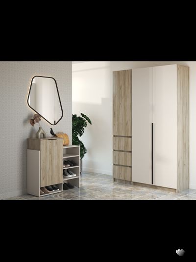 Бохо прихожая Дуб Крафт Серый/Кашемир