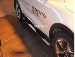 Пороги труба с проступью d76 для Kia Sorento Prime (2015-2018)