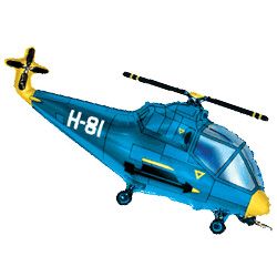 Шар (14&#039;&#039;/36 см) Мини-фигура, Вертолет, Синий, 1 шт