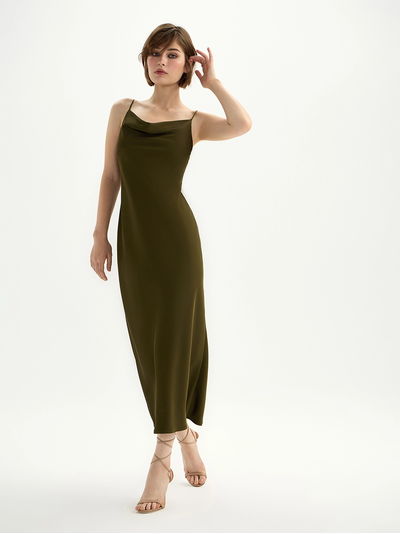 Платье-комбинация с вырезом качелька (зеленый)