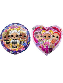 Шар 18"/46 см Круг/Сердце "Кукла ЛОЛ" Испания