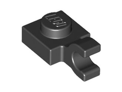 Plate, Modified 1 x 1 with Open O Clip Horizontal Grip, Black (61252 / 4517925 / 6308000)