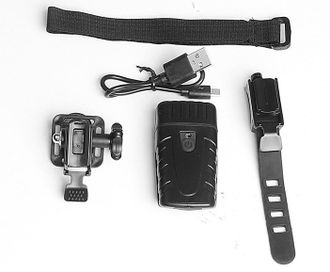 Фара передняя HJ-050, USB, 68x37x35 мм, черная