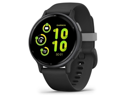 Garmin VivoActive 5 Slate Aluminum Bezel with Black Case and Silicone Band (010-02862-10 / 010-02862-50 / 010-02862-5A)