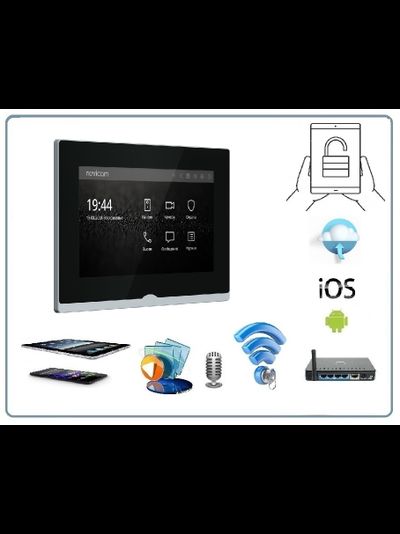 Novicam IMPULSE 7 IP WIFI BLACK - IP видеодомофон с сенсорным дисплеем 7&quot;, c переадресацией на смартфон с DVR   (Smart Life/Tuya Smart)