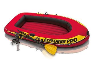 Explorer Pro 300 Set, надувная 3-х местная лодка 244х117х36 см. с веслами и насосом до 200 кг., 58358