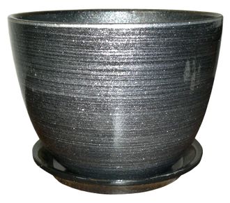 Однотонный черный с серебром оригинальный керамический цветочный горшок диаметр 19 см