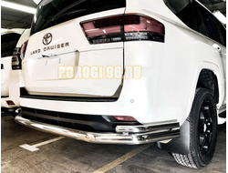 Защита заднего бампера угловая большая двойная d76/42 Toyota Land Cruiser 300 (Юбилейная) 2021-