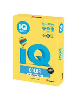 Бумага цветная IQ color, А4, 80 г/м2, 100 л., интенсив, канареечно-желтая, CY39