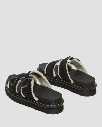 БОСОНОЖКИ DR. MARTENS MYLES SUEDE FUR-LINED BUCKLE SLIDE