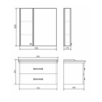 Тумба-умывальник "Неаполь-80" белый глянец с раковиной 50180