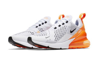 Nike Air Max 270 белые с оранжевой пяткой