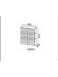 Шкаф навесной 800/912 (со стеклом)