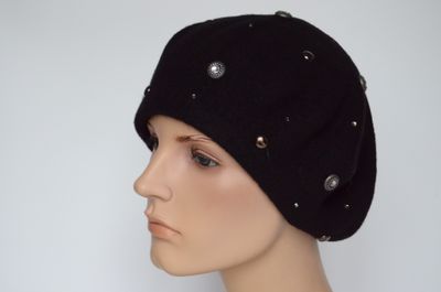 Итальянский фетровый черный берет Вицио