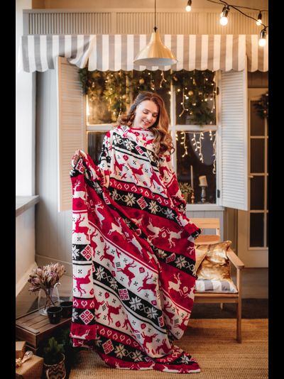 Плед с рукавами &quot;Новогодний&quot; из микрофибры (велсофта)