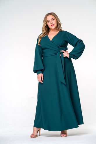 Длинное Платье с манжетами Латэ 1416803 зеленый (48-74).