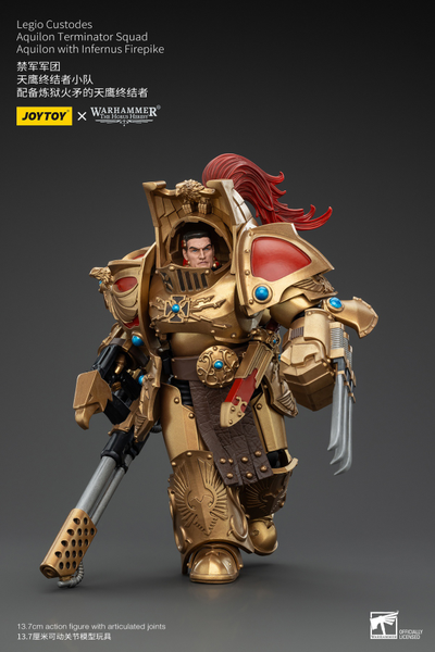 Легио Кустодес - Терминатор-Аквилон (Warhammer Horus Heresy) - КОЛЛЕКЦИОННАЯ ФИГУРКА 1/18  Legio Custodes Aquilon Terminator with Infernus Firepike (JT00768) - JOYTOY