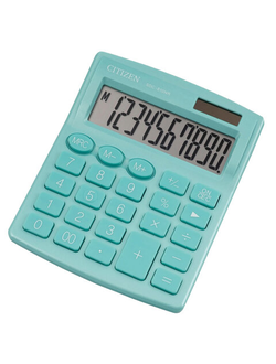 Калькулятор настольный CITIZEN SDC-810NRGNE, КОМПАКТНЫЙ (124х102мм), 10 разрядов, двойное питание, БИРЮЗОВЫЙ