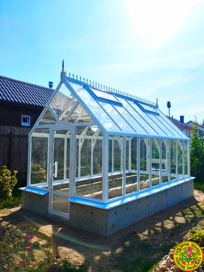 Базовая комплектация теплицы из стекла  и алюминия БРИТТОН размером 5000 x 2500 мм